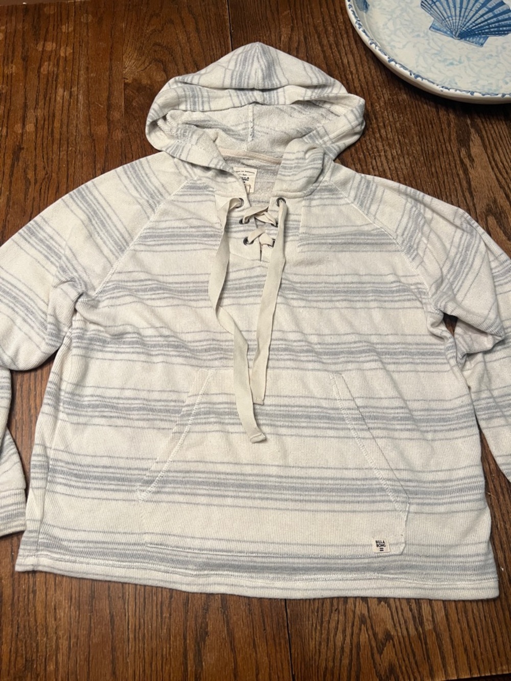 Billabong Reverse Terry cloth Striped Lace-Up Hoodie